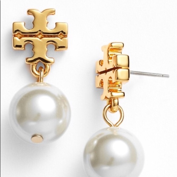 LAST ONE!! Tory Burch CRYSTAL-PEARL DROP EARRING - Picture 2 of 8